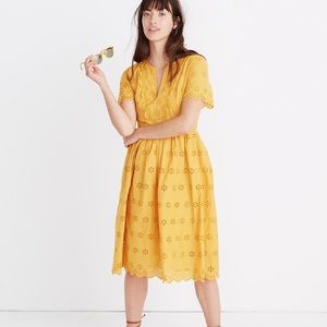 Scalloped eyelet midi dress